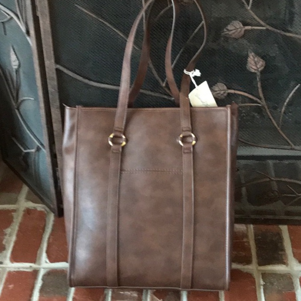 NWT XL Faux Leather Classic Shoulder Tote Bag